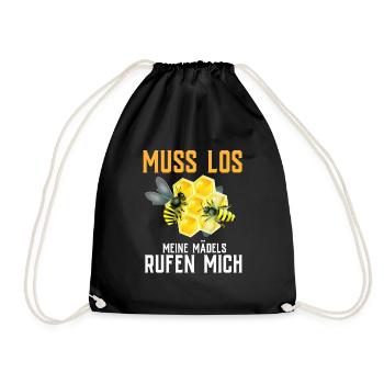 Beekeeper Tshirt Honey Bee Beekeeping Beekeeper - Drawstring Bag - black - Front