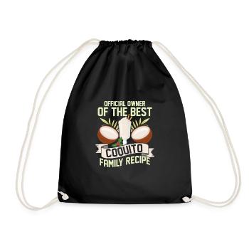 Best Coquito Family Recipe Puerto Rican Coconut Ru - Drawstring Bag - black - Front
