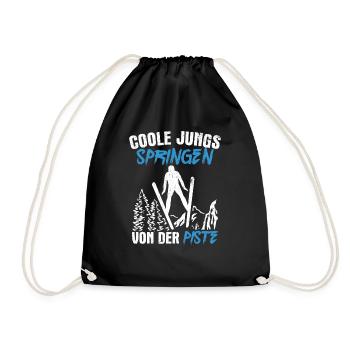 Ski Jumping Ski Flying Competition Winter Sports Skisp - Drawstring Bag - black - Front