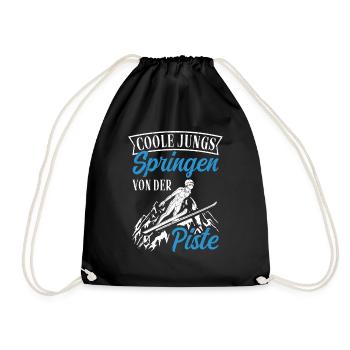 Ski Jumping Ski Flying Competition Winter Sports Skisp - Drawstring Bag - black - Front