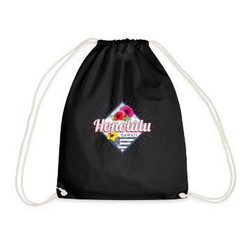 Honolulu City Hawaii United States Vintage - Drawstring Bag - black - Front