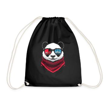 Panda Mit Sonnenbrillen Hausmusik Rave DJ - Turnbeutel - Schwarz - Vorne