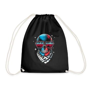 Skull With Sunglasses House Music Rave DJ - Drawstring Bag - black - Front