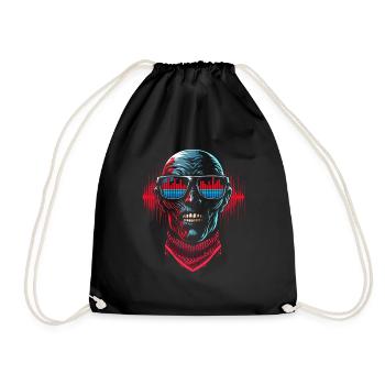 Skull With Sunglasses House Music Rave DJ - Drawstring Bag - black - Front