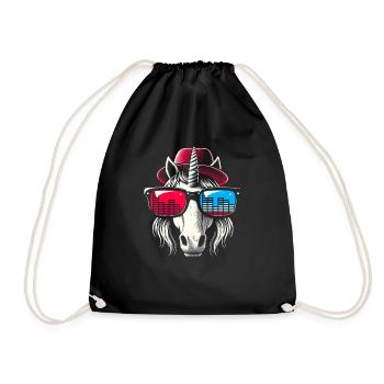 Unicorn With Sunglasses House Music Rave DJ - Drawstring Bag - black - Front