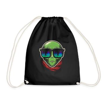 Alien With Sunglasses House Music Rave DJ - Drawstring Bag - black - Front