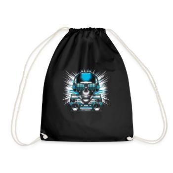 Skull With Sunglasses House Music Rave DJ - Drawstring Bag - black - Front