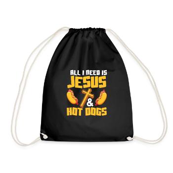 All I Need Is Jesus & Hot Dogs Foodie Wiener Hotdo - Turnbeutel - Schwarz - Vorne