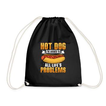 Hot Dog The Answer To All Life's Problems Wiener H - Drawstring Bag - black - Front