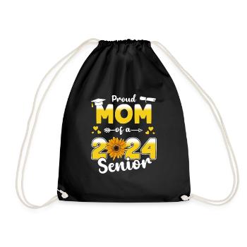 Proud mom of a class of 2024 graduate senior - Drawstring Bag - black - Front