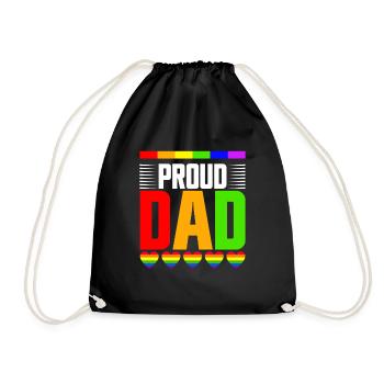 LGBTQ Dad Pride Month Rainbow Gays Father's Day - Drawstring Bag - black - Front