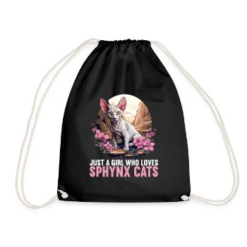 Sphynx Kitten Sphynx Cat - Drawstring Bag - black - Front