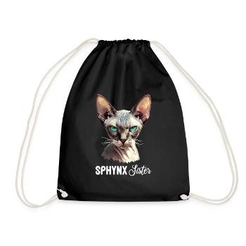 Sphynx Kitten Sphynx Cat - Drawstring Bag - black - Front