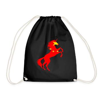 Einhorn China Flagge T-Shirt Magisches Einhorn Chinesisch - Turnbeutel - Schwarz - Vorne