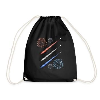 Contrail and Fireworks - Red White and Blue - Drawstring Bag - black - Front