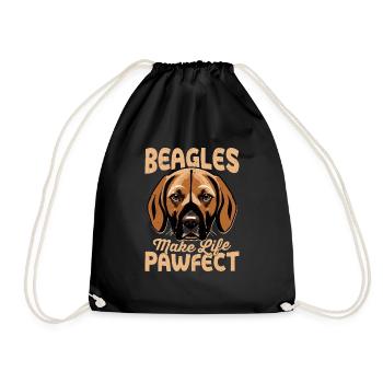 Beagles Make Life Pawfect Puppy Mom Dog Dad - Drawstring Bag - black - Front