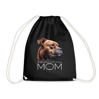 Staffordshire Bull Terrier Mom - Drawstring Bag - black - Front