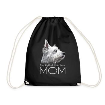 West Highland White Terrier Mom - Drawstring Bag - black - Front