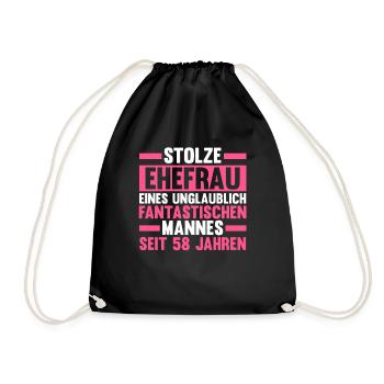 Ehe Engelshochzeit 58 Jahre Verheiratet Hochzeitst - Turnbeutel - Schwarz - Vorne