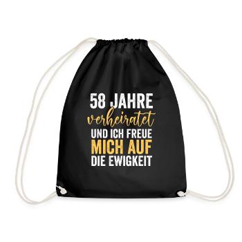 Ehe Engelshochzeit 58 Jahre Verheiratet Hochzeitst - Turnbeutel - Schwarz - Vorne