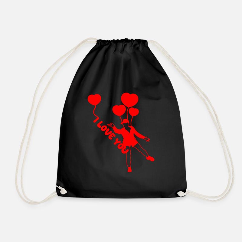 Ich liebe dich rote herz Luftballons - Turnbeutel - Schwarz