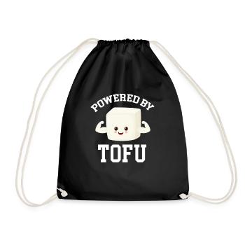 Powered By Tofu Tempeh Asian Miso Veggie Broccoli - Drawstring Bag - black - Front