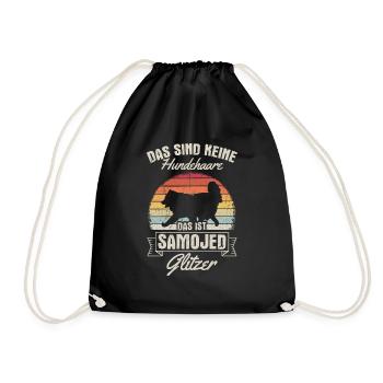 That's not dog hair, that's Samoyed glitter - Drawstring Bag - black - Front