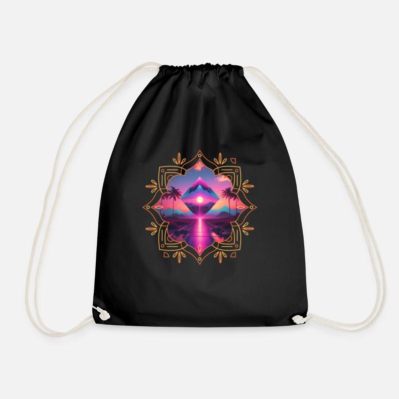 Cute Colorful Diamond - Drawstring Bag - black