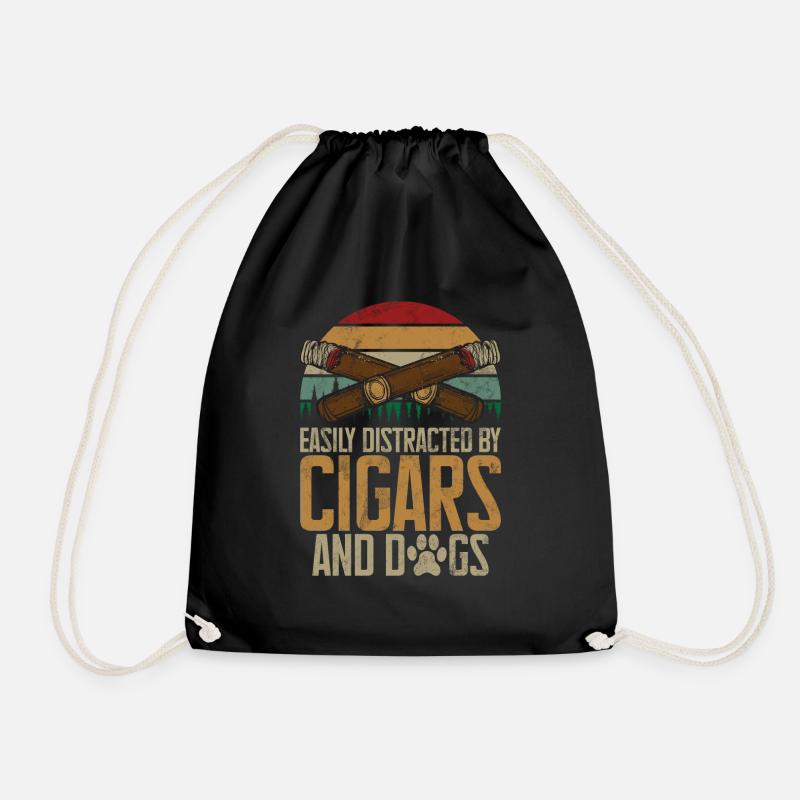 Cigar Smoker - Drawstring Bag - black