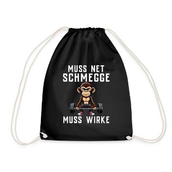 Gym Tshirt Funny Fitness Workout Gym - Drawstring Bag - black - Front