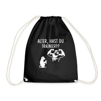 Gym Tshirt Lustig Fitness Workout Fitnessstudio - Turnbeutel - Schwarz - Vorne