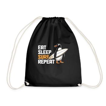 Surfing Eat Sleep Penguin Surfer Gift - Sac de sport léger - noir - Devant