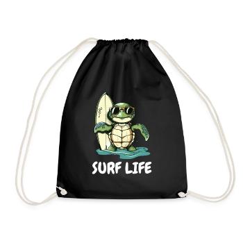 Turtle Vintage Surfer Gift - Drawstring Bag - black - Front