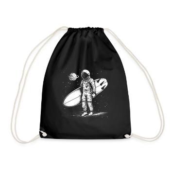 Surfing Astronaut Vintage Surfer Gift - Drawstring Bag - black - Front