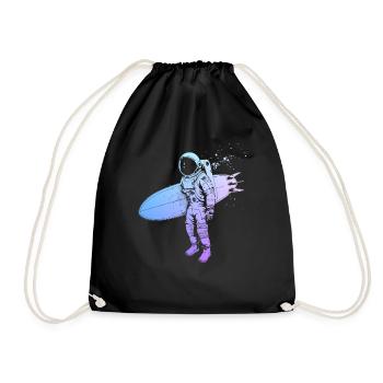 Surfing Astronaut Vintage Surfer Gift - Drawstring Bag - black - Front