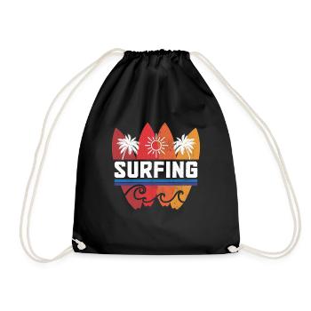Surfen Vintage Surfer Geschenk - Turnbeutel - Schwarz - Vorne