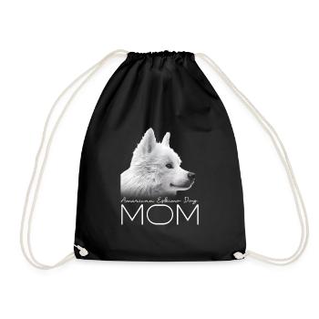 American Eskimo Dog Mom - Drawstring Bag - black - Front