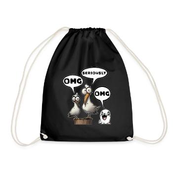 Omg seriously cool wow - Drawstring Bag - black - Front