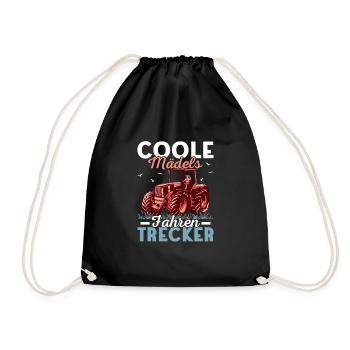 Cool girls driving tractor farmer's wife farm - Drawstring Bag - black - Front
