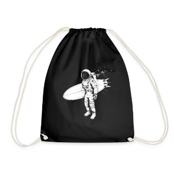 Surfing Astronaut Surfer Gift - Drawstring Bag - black - Front