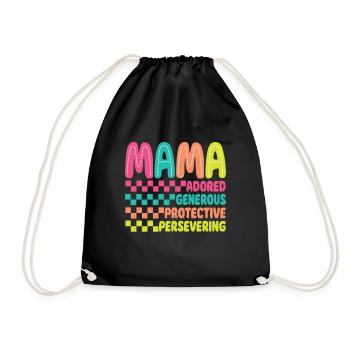 Retro Kariert Mama Mama Muttertag - Turnbeutel - Schwarz - Vorne