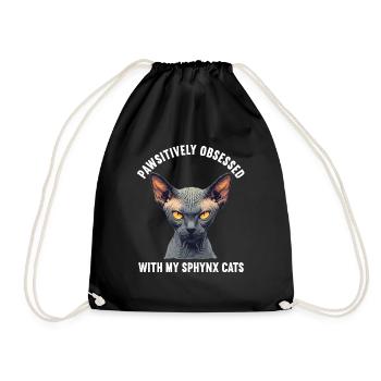 Sphynx Kitten Sphynx Cat - Drawstring Bag - black - Front