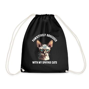 Sphynx Kitten Sphynx Cat - Drawstring Bag - black - Front