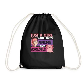 Anime Axolotls Süße Kawaii Teen Girls Kinder - Turnbeutel - Schwarz - Vorne