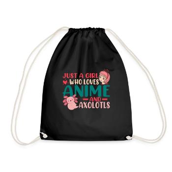 Anime Axolotls Süße Kawaii Teen Girls Kinder - Turnbeutel - Schwarz - Vorne