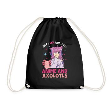 Anime Axolotls Süße Kawaii Teen Girls Kinder - Turnbeutel - Schwarz - Vorne