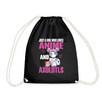 Anime Axolotls Süße Kawaii Teen Girls Kinder - Turnbeutel - Schwarz - Vorne