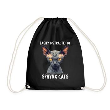 Sphynx Kitten Sphynx Cat - Drawstring Bag - black - Front