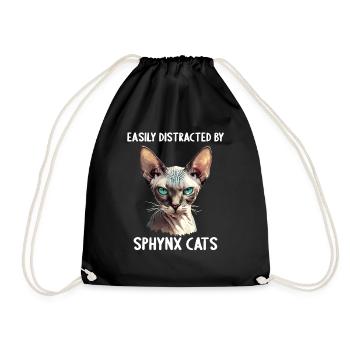 Sphynx Kitten Sphynx Cat - Drawstring Bag - black - Front