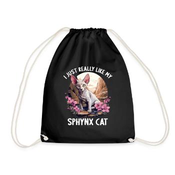 Sphynx Kitten Sphynx Cat - Drawstring Bag - black - Front